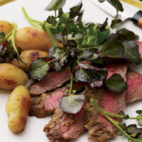 Wasabi Flank Steak and Miso-Glazed Potatoes
