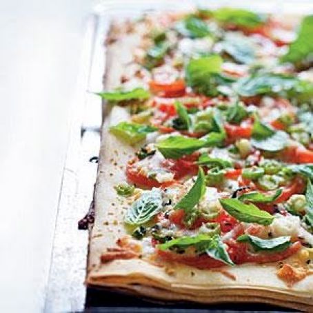 Phyllo Pizza with Feta, Basil, and Tomatoes