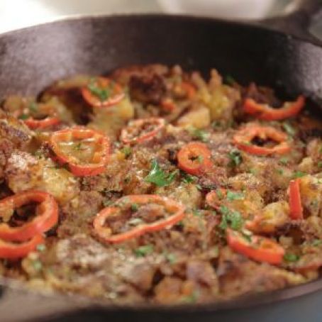 Home Fries with Za'atar, Red Chile, Cilantro, Lime and Clove-Scented Ketchup