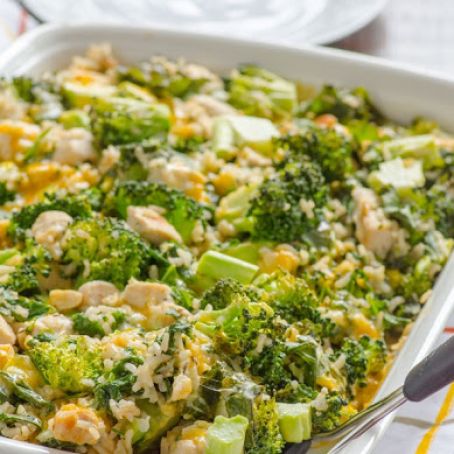 Skinny Chicken, Broccoli and Rice Casserole with Kale