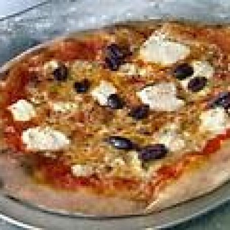 Roasted Red Pepper-Tomato Pizza with Goat Cheese, Basil and Red Chili Oil