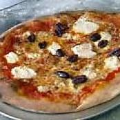 Roasted Red Pepper-Tomato Pizza with Goat Cheese, Basil and Red Chili Oil