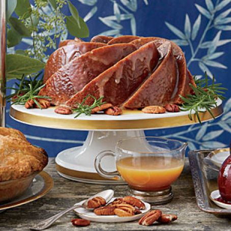 Pecan Spice Cake with Caramel-Rum Glaze