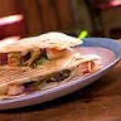 Island Quesadillas with Lime Sour Cream and Pureed Mango Dip