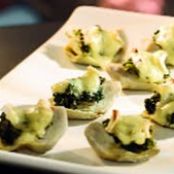 Spinach and Brie on Artichoke Hearts