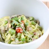 CREAMY PESTO “PASTA” WITH SPRING VEGETABLES