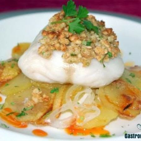 MERLUZA AL HORNO CON COSTRA DE ALMENDRAS