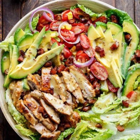 Honey Mustard Chicken, Avocado + Bacon Salad