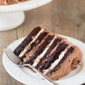 Six-Layer Chocolate Cake with Toasted Marshmallow Filling & Malted Chocolate Frosting