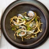 Fresh Pasta with Clams and Hot Italian Sausage