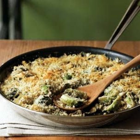 Brussels Sprouts Gratin with Caramelized Shallots