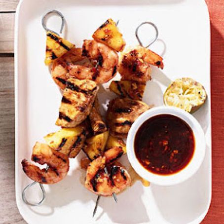 SHRIMP, CHICKEN AND PINEAPPLE KABOBS