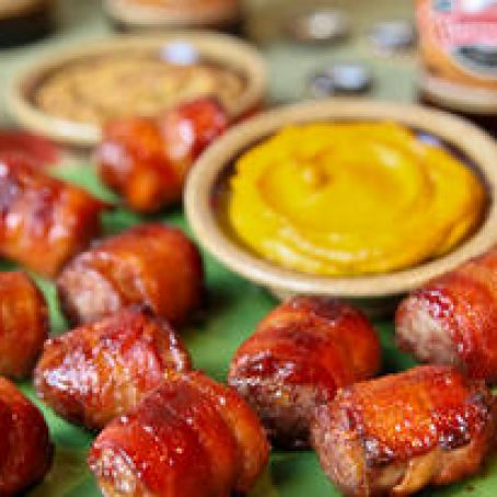 Bacon Wrapped Beer Brats Bites
