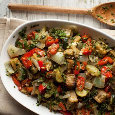 Roasted Ratatouille with Basil Pistou