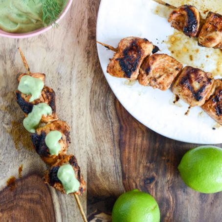 Chipotle Lime Grilled Chicken Skewers with Avocado Ranch