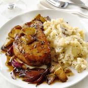 Pork Chops With Apples and Garlic Smashed Potatoes (light)
