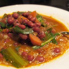 Adzuki Bean Soup with Quinoa and Swiss Chard