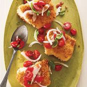 Panko Crusted Cod with Tomato-Basil Relish