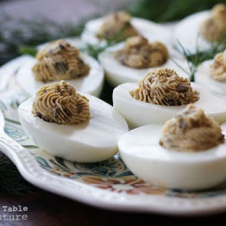Deviled Eggs with Mushrooms Lithuanian Inspired