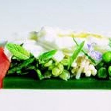 Hot Basil Gelatin Terrine with Vegetables and Fungi