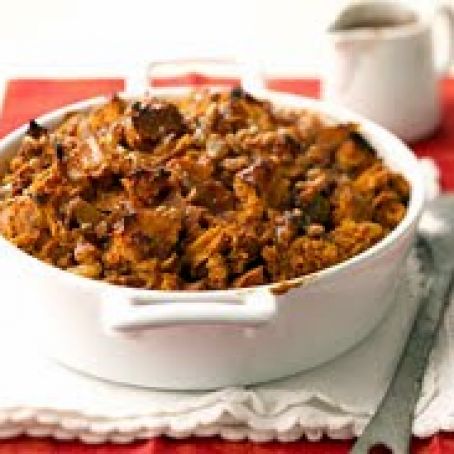 Pumpkin Bread Pudding with Toffee Sauce