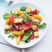 Tomato-and-Peach Salad with Crisp Tofu