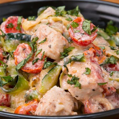 Creamy Tomato Basil Zucchini “Linguini”