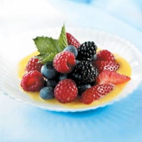 Quartet of Berries With Fresh Peach Sauce