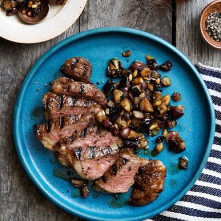 Grilled Steak with Eggplant Caponata