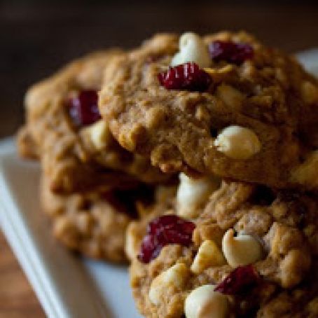 Oatmeal pumpkin cookies with cranberries and white chocolate chips..