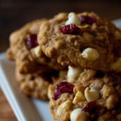 Oatmeal pumpkin cookies with cranberries and white chocolate chips..