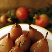 Pears in Pomegranate Wine with Honey and Lemon Thyme