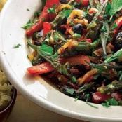 Okra with tomato, lemon and coriander