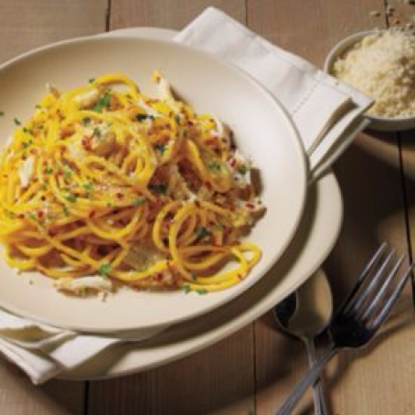 Spicy Saffron Crab Spaghetti