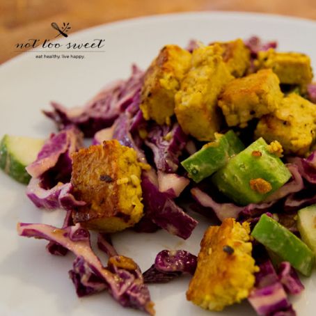 Red Cabbage Salad with Curried Tofu