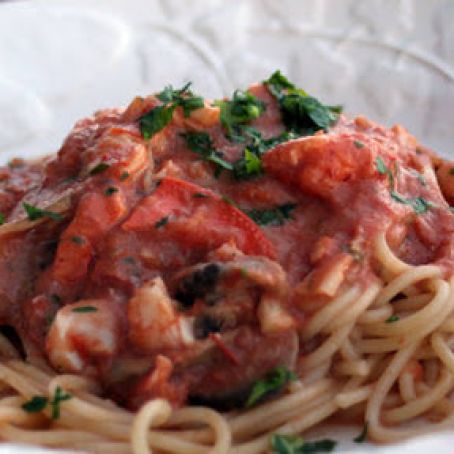 Seafood Pasta with Sherry Tomato Cream Sauce
