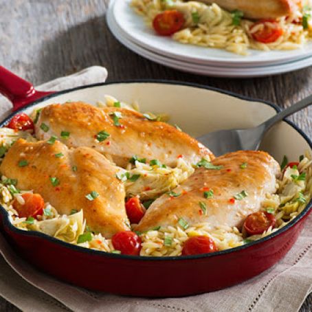 Zesty Chicken & Orzo Skillet