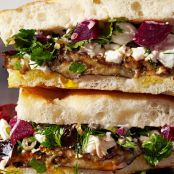Roasted Eggplant and Pickled Beet Sandwiches