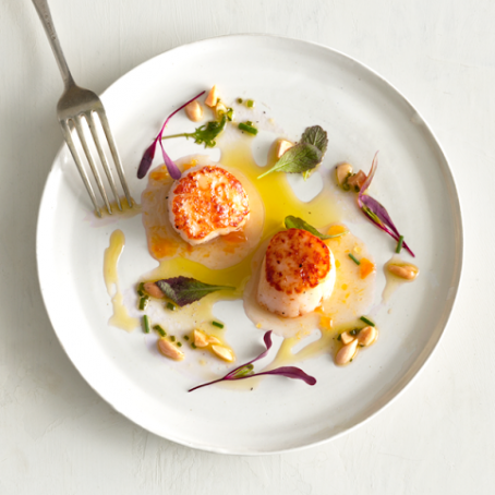 Seared Scallops with Almond Vinaigrette