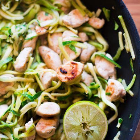 Cilantro lime chicken with zoodles and avocado