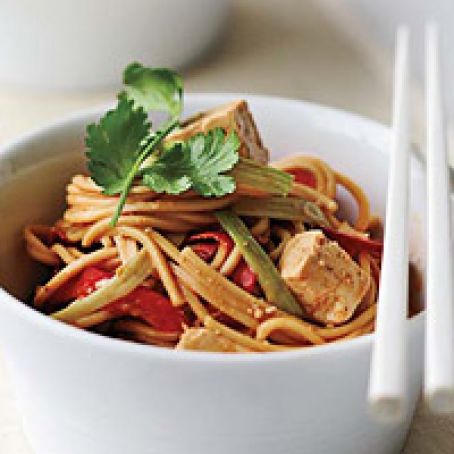 Cold Peanut Noodles with Tofu and Red Peppers