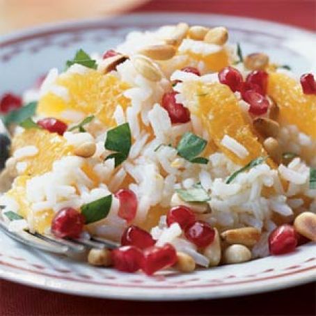 Orange-Basmati Salad with Pine Nuts and Pomegranate Seeds