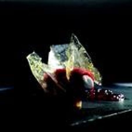 Strawberry Sorbet with Filling of Fresh Cheese and Crystallized Orange