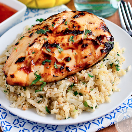 Sweet Chili Coconut-Lime Grilled Chicken with Coconut-Lime Cauliflower Rice