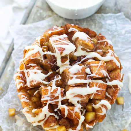 Brown Butter Caramel Apple Pull-Apart Bread with Cream Cheese Icing
