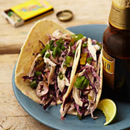 Chicken and Cabbage Tacos with Cilantro Cream
