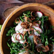 Collard Green and Radish Slaw with Crispy Shallots