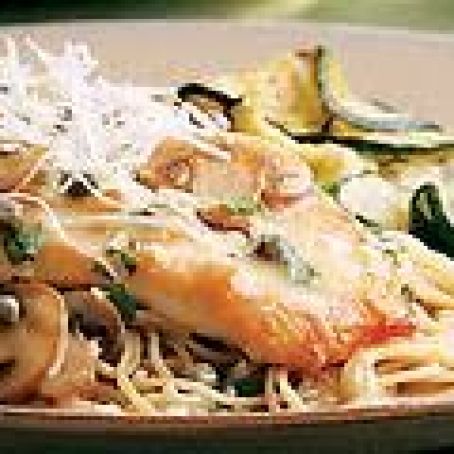 Chicken Piccata with Pasta and Mushrooms
