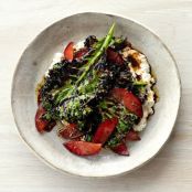 Grilled Kale Salad with Ricotta and Plums