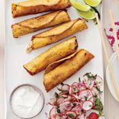 Crispy flautas with Chicken and Cheddar